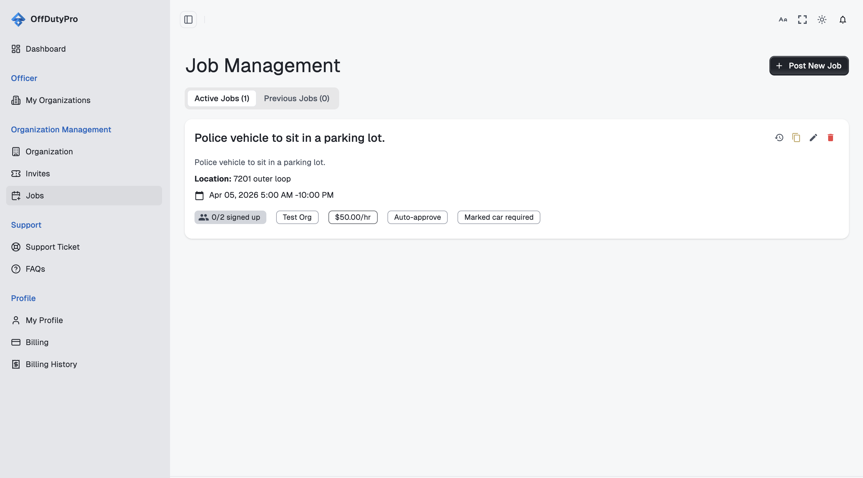 OffDutyPro dashboard preview